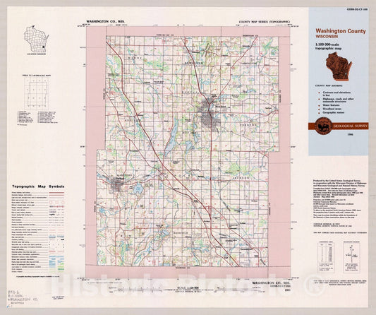 Map : Washburn County, Wisconsin 1986 2, County map series (topographic), [Wisconsin] , Antique Vintage Reproduction