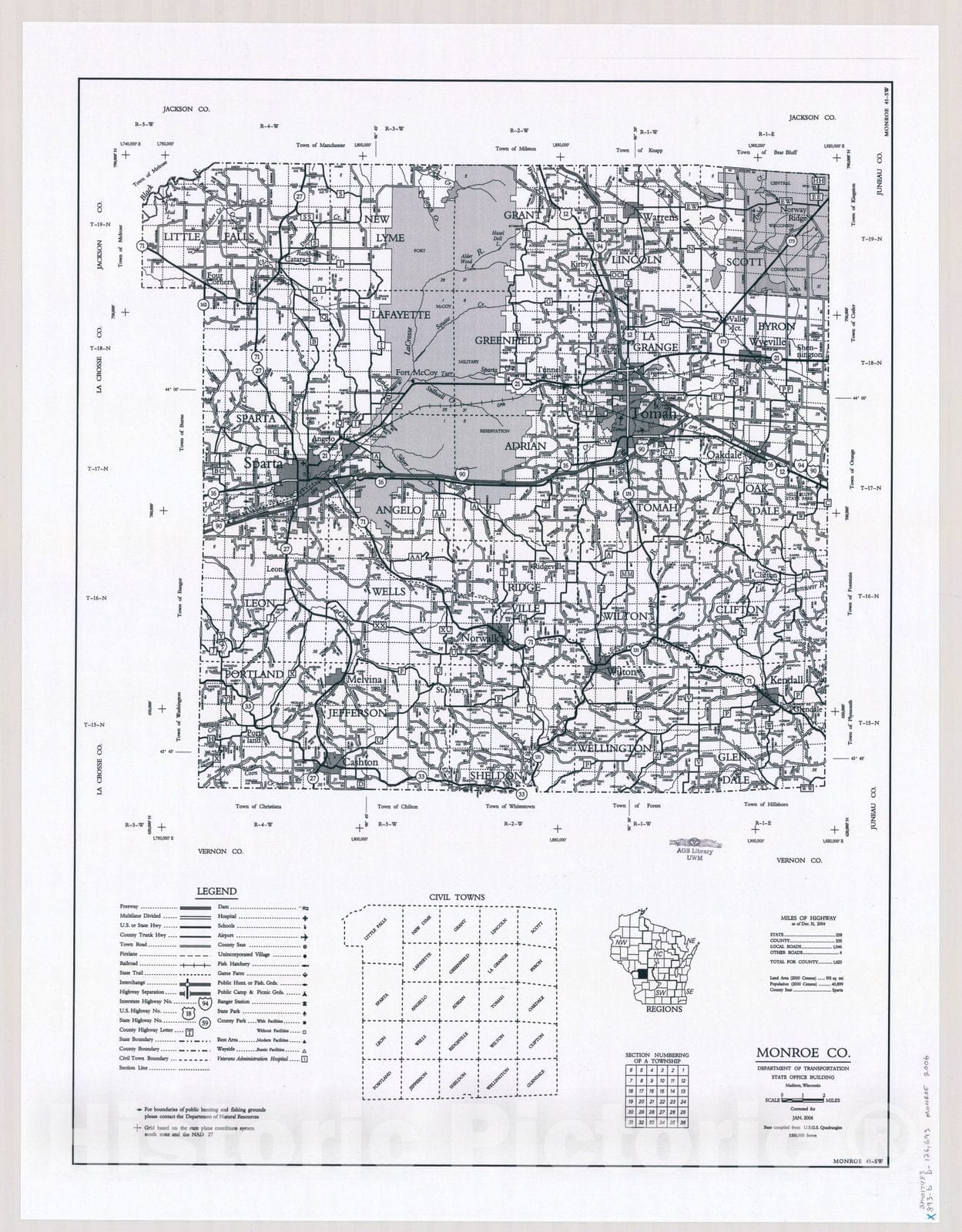 Map : Monroe County, Wisconsin 2006, [Wisconsin county transportation maps] , Antique Vintage Reproduction