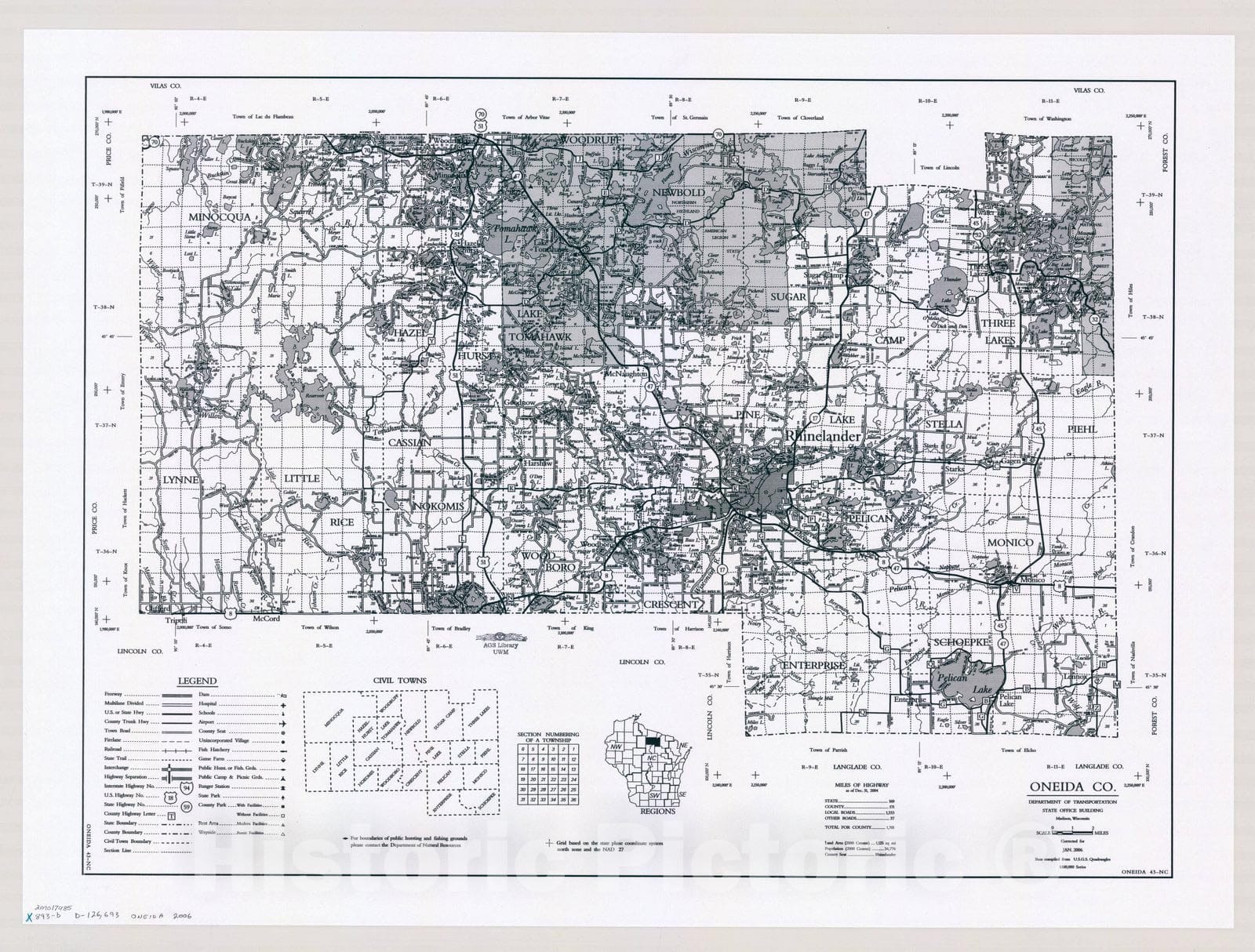 Map : Oneida County, Wisconsin 2006, [Wisconsin county transportation maps] , Antique Vintage Reproduction