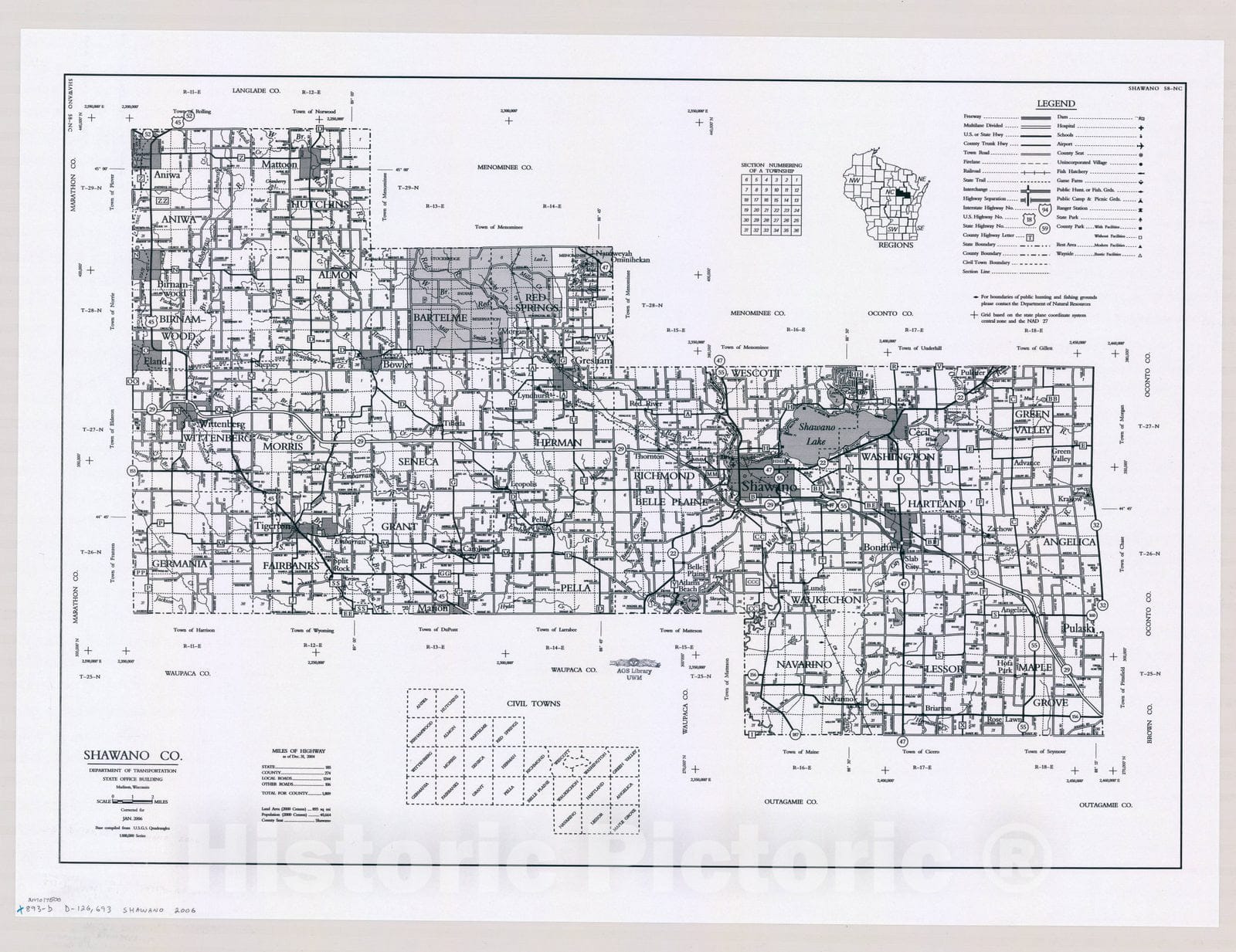 Map : Shawano County, Wisconsin 2006, [Wisconsin county transportation maps] , Antique Vintage Reproduction
