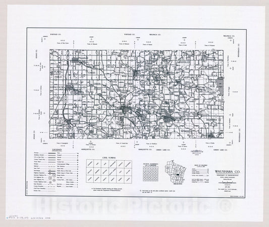 Map : Waushara County, Wisconsin 2006, [Wisconsin county transportation maps] , Antique Vintage Reproduction