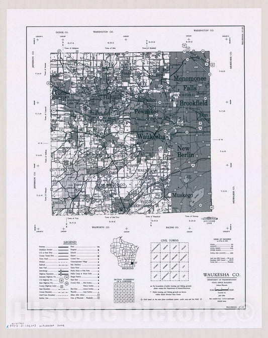 Map : Waukesha County, Wisconsin 2006, [Wisconsin county transportation maps] , Antique Vintage Reproduction