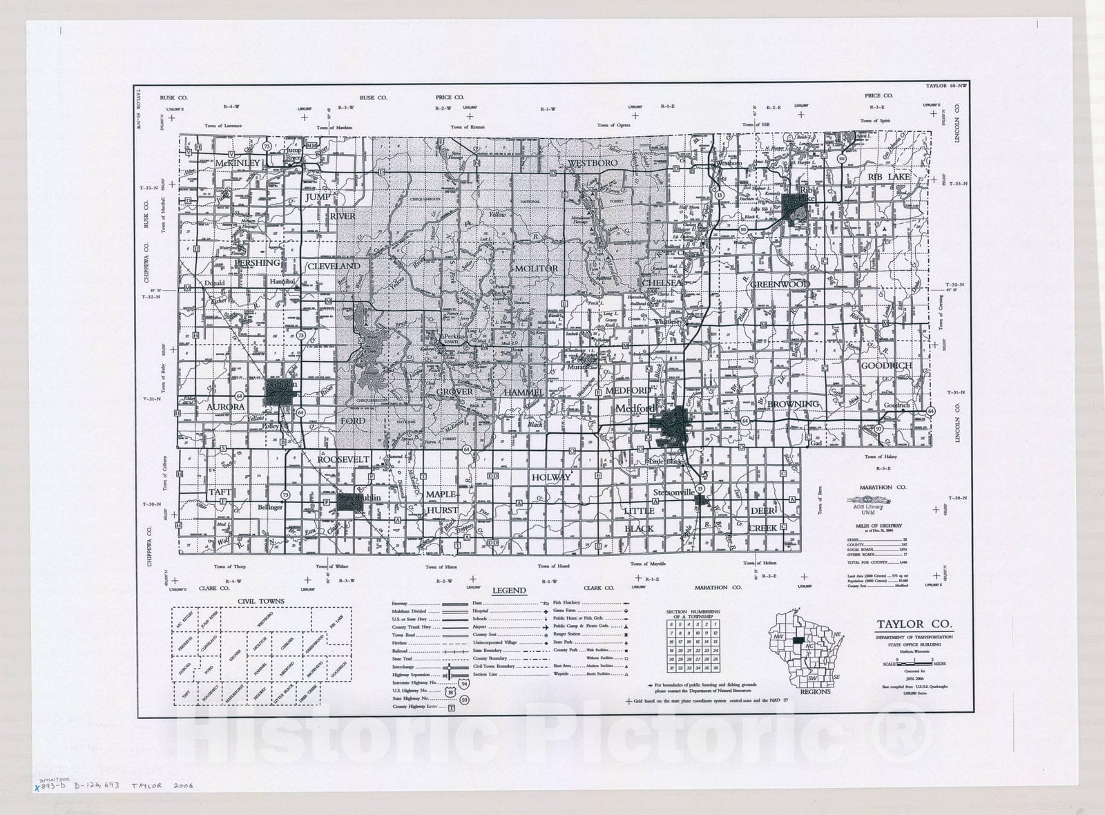 Map : Taylor County, Wisconsin 2006, [Wisconsin county transportation maps] , Antique Vintage Reproduction