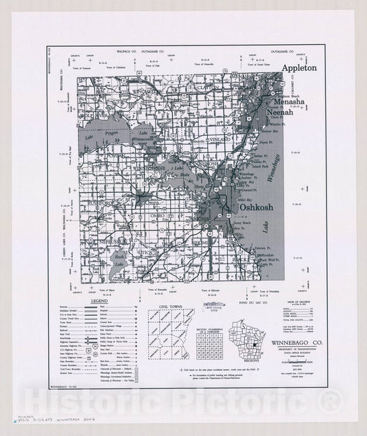 Map : Winnebago County, Wisconsin 2006, [Wisconsin county transportation maps] , Antique Vintage Reproduction