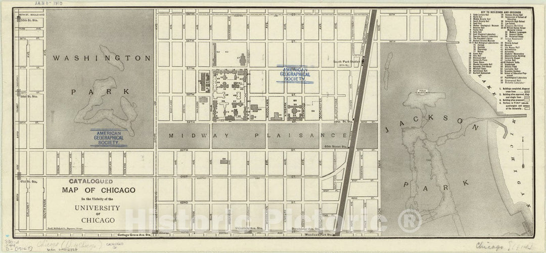 Map : Chicago, Illinois 1914, Map of Chicago in the vicinity of the University of Chicago , Antique Vintage Reproduction