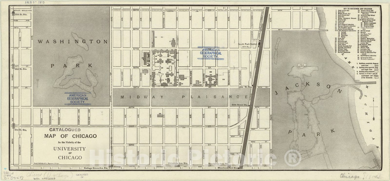 Map : Chicago, Illinois 1914, Map of Chicago in the vicinity of the University of Chicago , Antique Vintage Reproduction