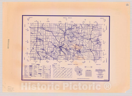 Map : Waushara County, Wisconsin 1972-1976 1, [Wisconsin county transportation maps] , Antique Vintage Reproduction