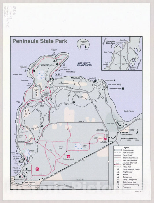 Map : Peninsula State Park, Wisconsin , [Wisconsin state parks , forests, recreation areas & trails maps], Antique Vintage Reproduction