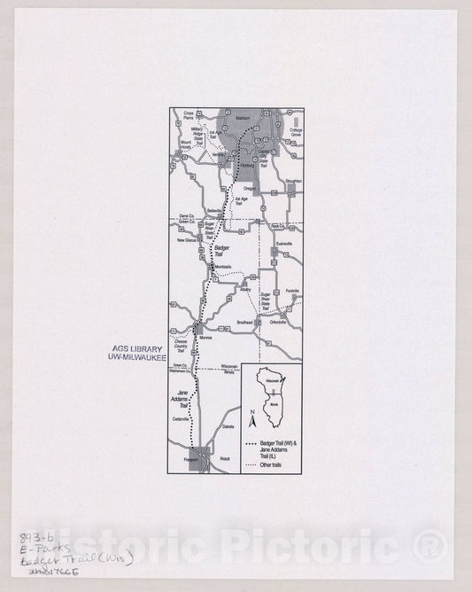 Map : Badger Trail, Wisconsin , [Wisconsin state parks , forests, recreation areas & trails maps], Antique Vintage Reproduction