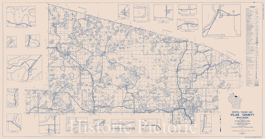 Map : Vilas County, Wisconsin 1937, General highway map ... County, Wisconsin , Antique Vintage Reproduction