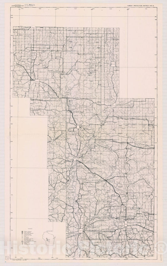 Map : Adams County, Wisconsin 1936 2, Forest protection district , Antique Vintage Reproduction