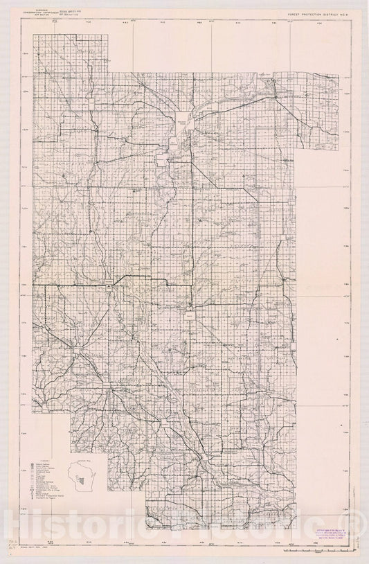 Map : Adams County, Wisconsin 1936 1, Forest protection district , Antique Vintage Reproduction
