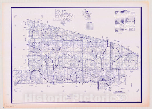 Map : Vilas County, Wisconsin 1984, [Wisconsin county transportation maps] , Antique Vintage Reproduction