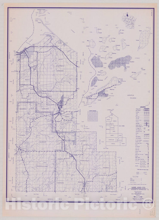 Map : Ashland County, Wisconsin 1984 2, [Wisconsin county transportation maps] , Antique Vintage Reproduction