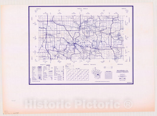 Map : Waushara County, Wisconsin 1984, [Wisconsin county transportation maps] , Antique Vintage Reproduction