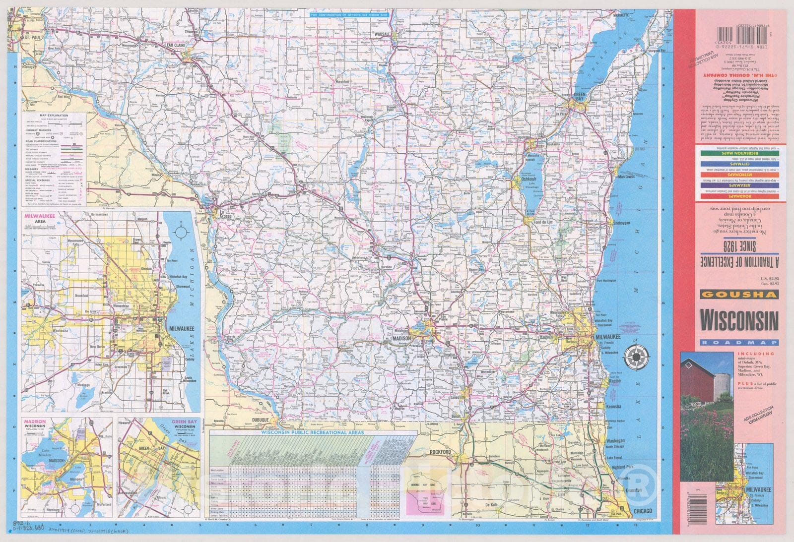 Map : Wisconsin 1995 1996 1, Welcome to Wisconsin , Antique Vintage Reproduction