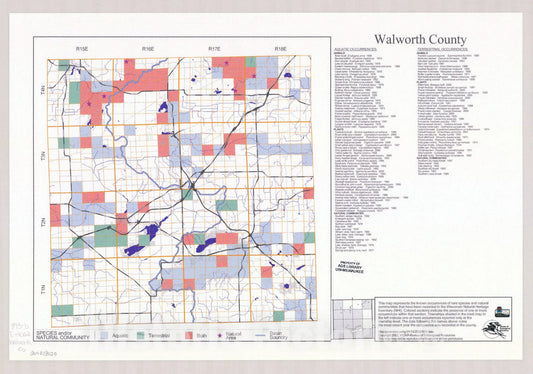 Map : Walworth County, Wisconsin 2002, Natural Heritage Inventory Wisconsin , Antique Vintage Reproduction