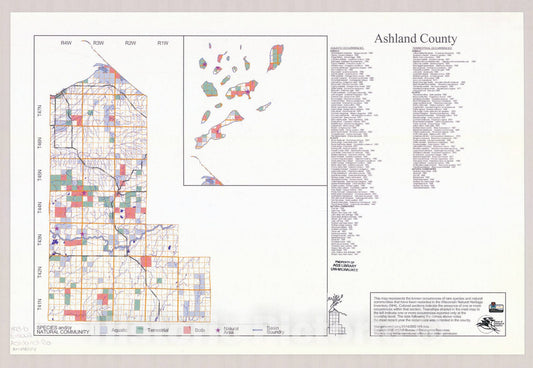 Map : Ashland County, Wisconsin 2002, Natural Heritage Inventory Wisconsin , Antique Vintage Reproduction