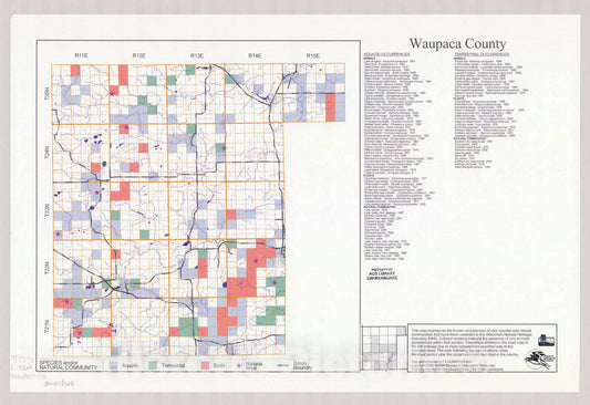 Map : Waupaca County, Wisconsin 2002, Natural Heritage Inventory Wisconsin , Antique Vintage Reproduction