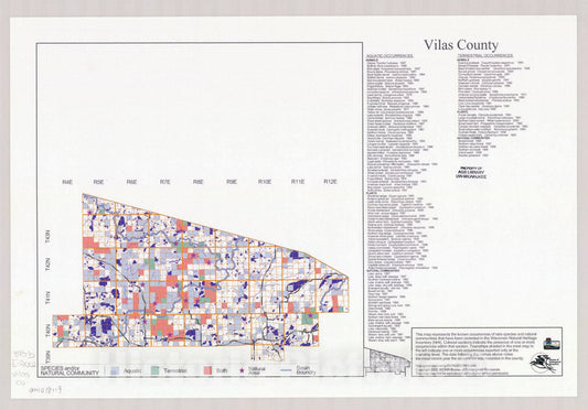 Map : Vilas County, Wisconsin 2002, Natural Heritage Inventory Wisconsin , Antique Vintage Reproduction