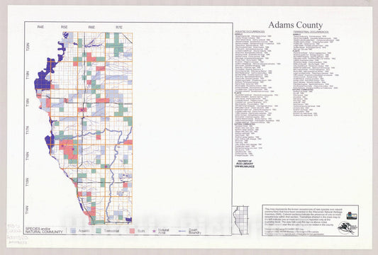 Map : Adams County, Wisconsin 2002, Natural Heritage Inventory Wisconsin , Antique Vintage Reproduction