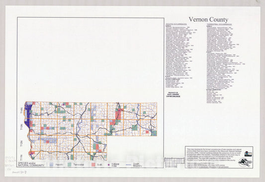 Map : Vernon County, Wisconsin 2002, Natural Heritage Inventory Wisconsin , Antique Vintage Reproduction