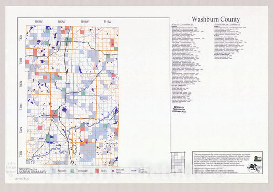 Map : Washburn County, Wisconsin 2002, Natural Heritage Inventory Wisconsin , Antique Vintage Reproduction