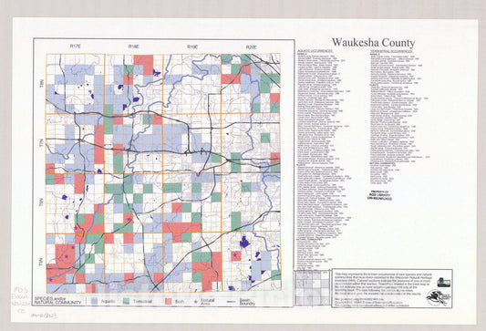 Map : Waukesha County, Wisconsin 2002, Natural Heritage Inventory Wisconsin , Antique Vintage Reproduction