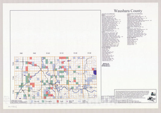 Map : Waushara County, Wisconsin 2002, Natural Heritage Inventory Wisconsin , Antique Vintage Reproduction