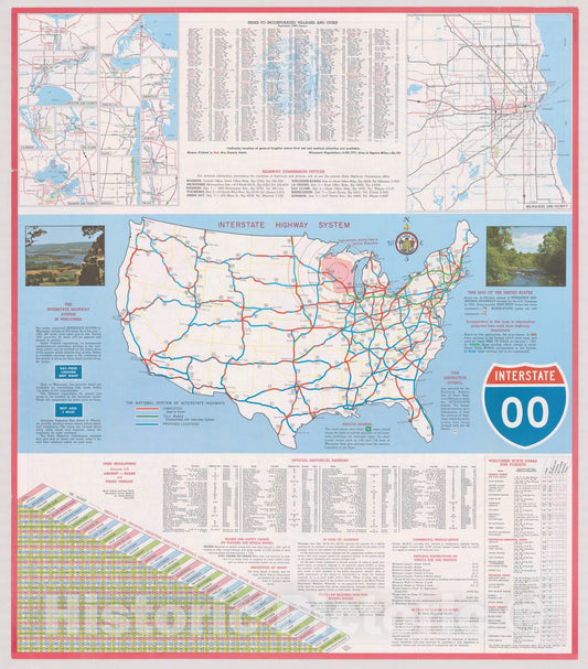 Map : Wisconsin 1965, Official highway map of Wisconsin, Antique Vintage Reproduction