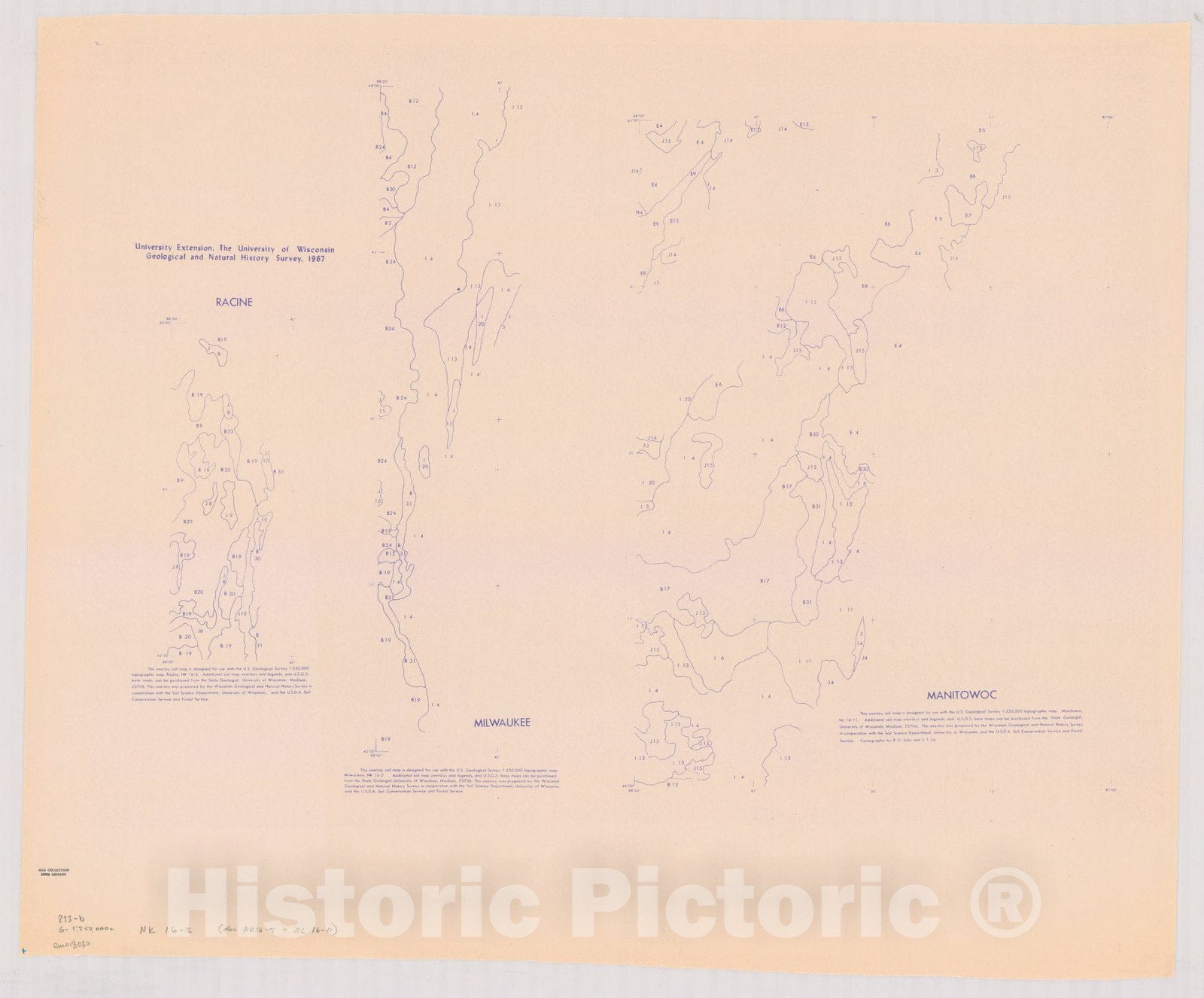 Map : Wisconsin 1967 6, [Overlay soil map, Wisconsin] , Antique Vintage Reproduction
