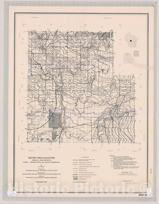 Map : Wood County, Wisconsin 1981, Water table elevation, [name of] Co. : irrigable lands inventory ; phase I, ground water and related information