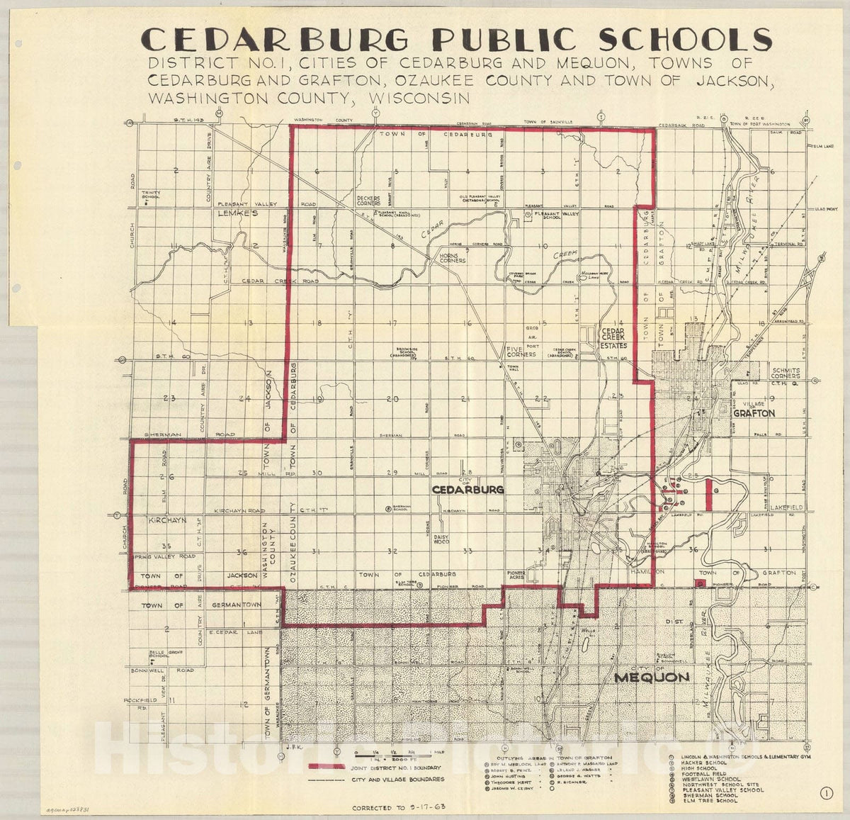 Map : Ozaukee County, Wisconsin 1963, Antique Vintage Reproduction