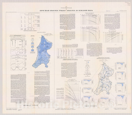 Map : Wisconsin 1971 4, Water resources of Wisconsin, central Wisconsin River basin , Antique Vintage Reproduction