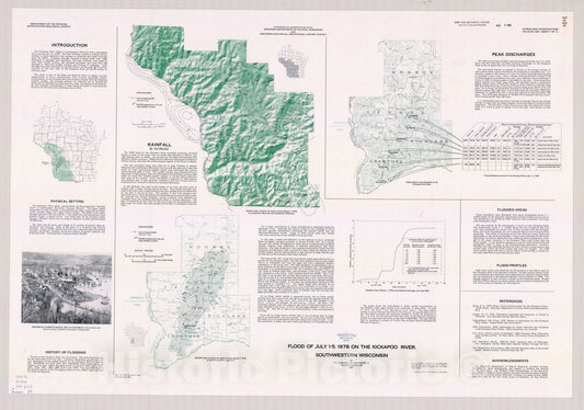 Map : Wisconsin 1981 1, Flood of July 1-5, 1978 on the Kickapoo River, southwestern Wisconsin , Antique Vintage Reproduction