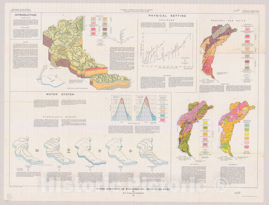 Map : Wisconsin 1973 6, Water resources of Wisconsin St. Croix River basin , Antique Vintage Reproduction