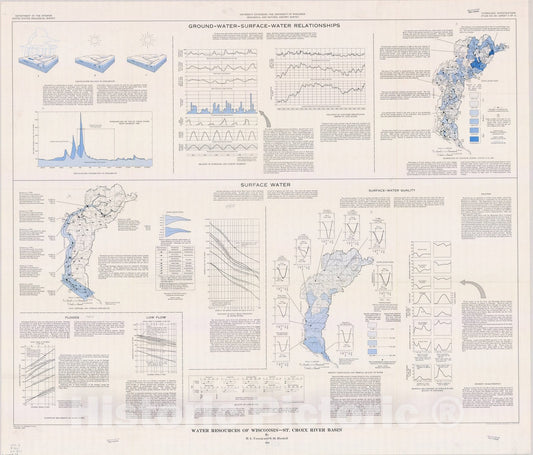Map : Wisconsin 1973 7, Water resources of Wisconsin St. Croix River basin , Antique Vintage Reproduction