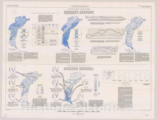 Map : Wisconsin 1973 2, Water resources of Wisconsin St. Croix River basin , Antique Vintage Reproduction