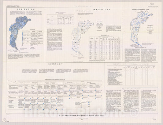 Map : Wisconsin 1973 3, Water resources of Wisconsin St. Croix River basin , Antique Vintage Reproduction