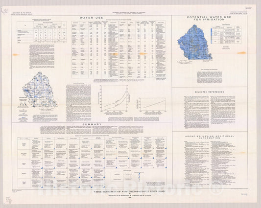 Map : Wisconsin 1969 4, Water resources of Wisconsin, Rock-Fox River basin , Antique Vintage Reproduction