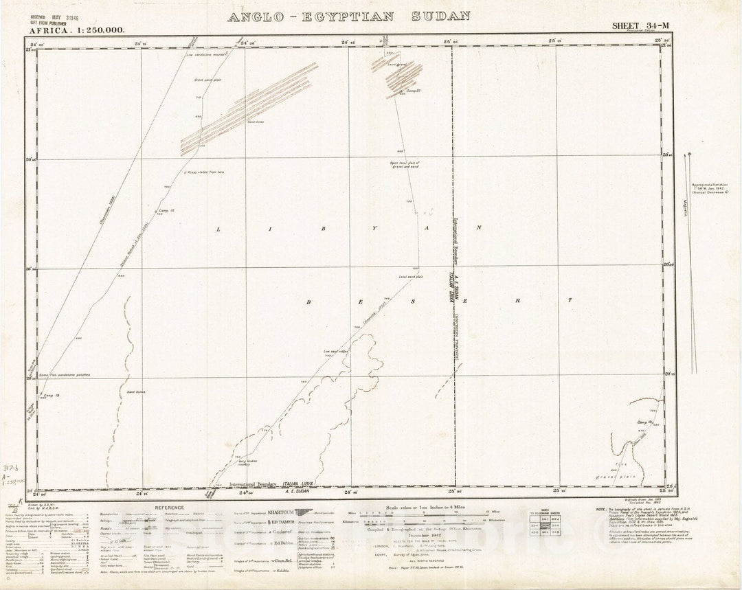Map : Anglo-Egyptian Sudan 1942 2, Africa 1:250,000 , Antique Vintage Reproduction