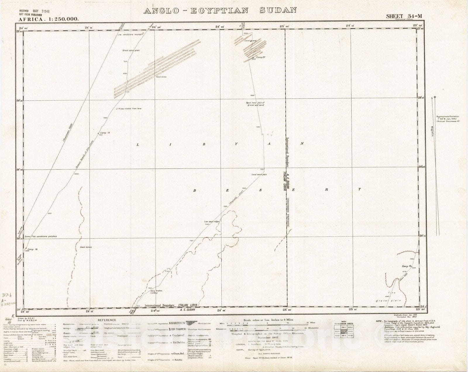 Map : Anglo-Egyptian Sudan 1942 2, Africa 1:250,000 , Antique Vintage Reproduction