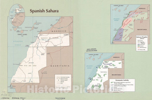 Map : Western Sahara 1974, Spanish Saharah, Antique Vintage Reproduction