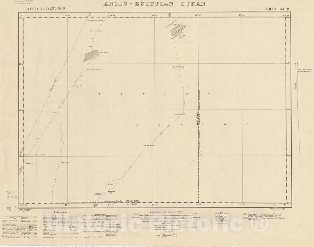 Map : Anglo-Egyptian Sudan 1934, Africa 1:250,000 , Antique Vintage Reproduction