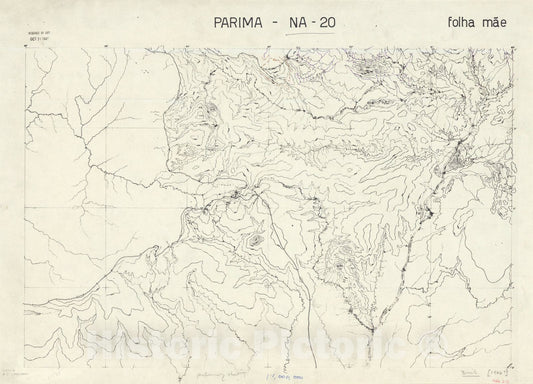 Map : Parima, Brazil 1946, Parima NA 20 , Antique Vintage Reproduction