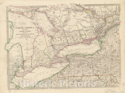 Map : Great Lakes 1832, North America, sheet III, Upper Canada with parts of New-York, Pennsylvania and Michigan , Antique Vintage Reproduction
