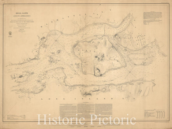 Map : Hell Gate, New York 1853, Hell Gate and its approaches