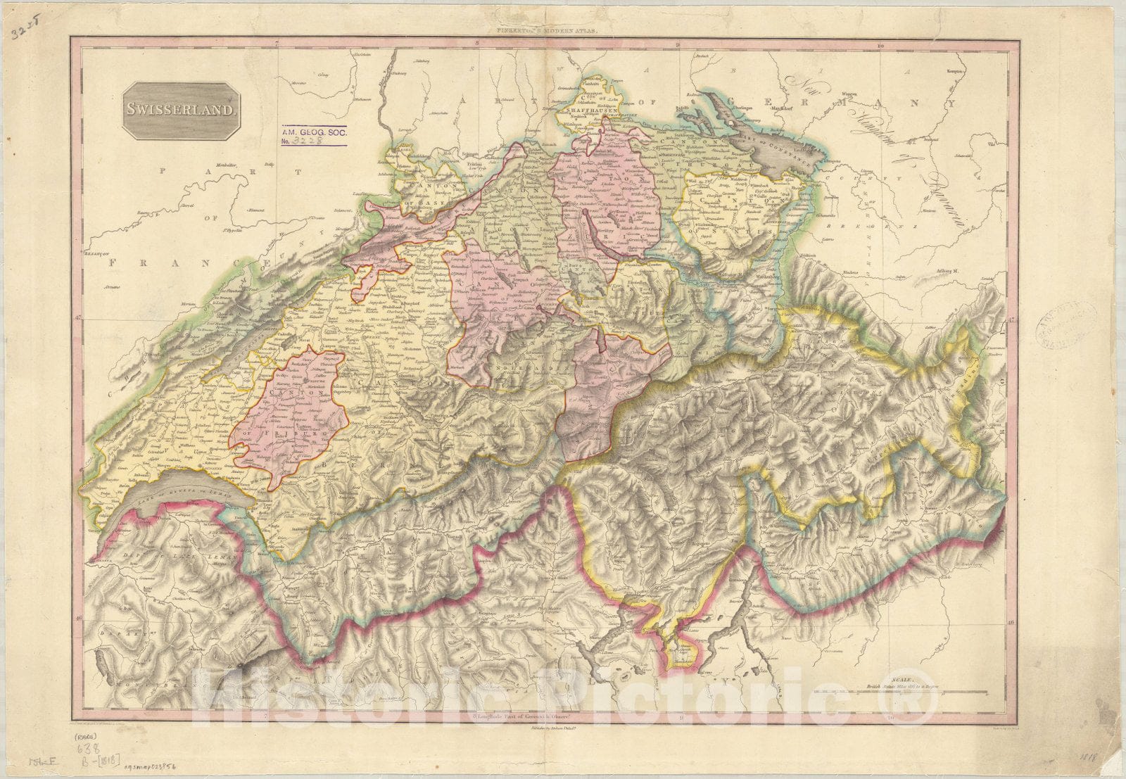 Map : Switzerland 1818 1, Swisserland , Antique Vintage Reproduction