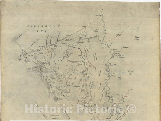 Map : Patuca River, Honduras 1933, Map of the Patuca River and adjacent territories , Antique Vintage Reproduction