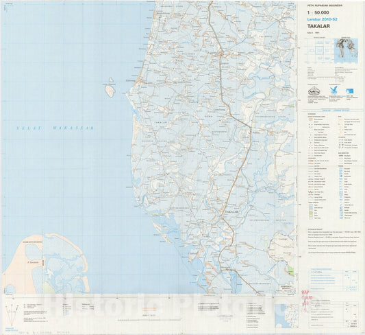 Map : Takalar, Indonesia 1991, Peta rupabumi Indonesia, 1:50,000 , Antique Vintage Reproduction